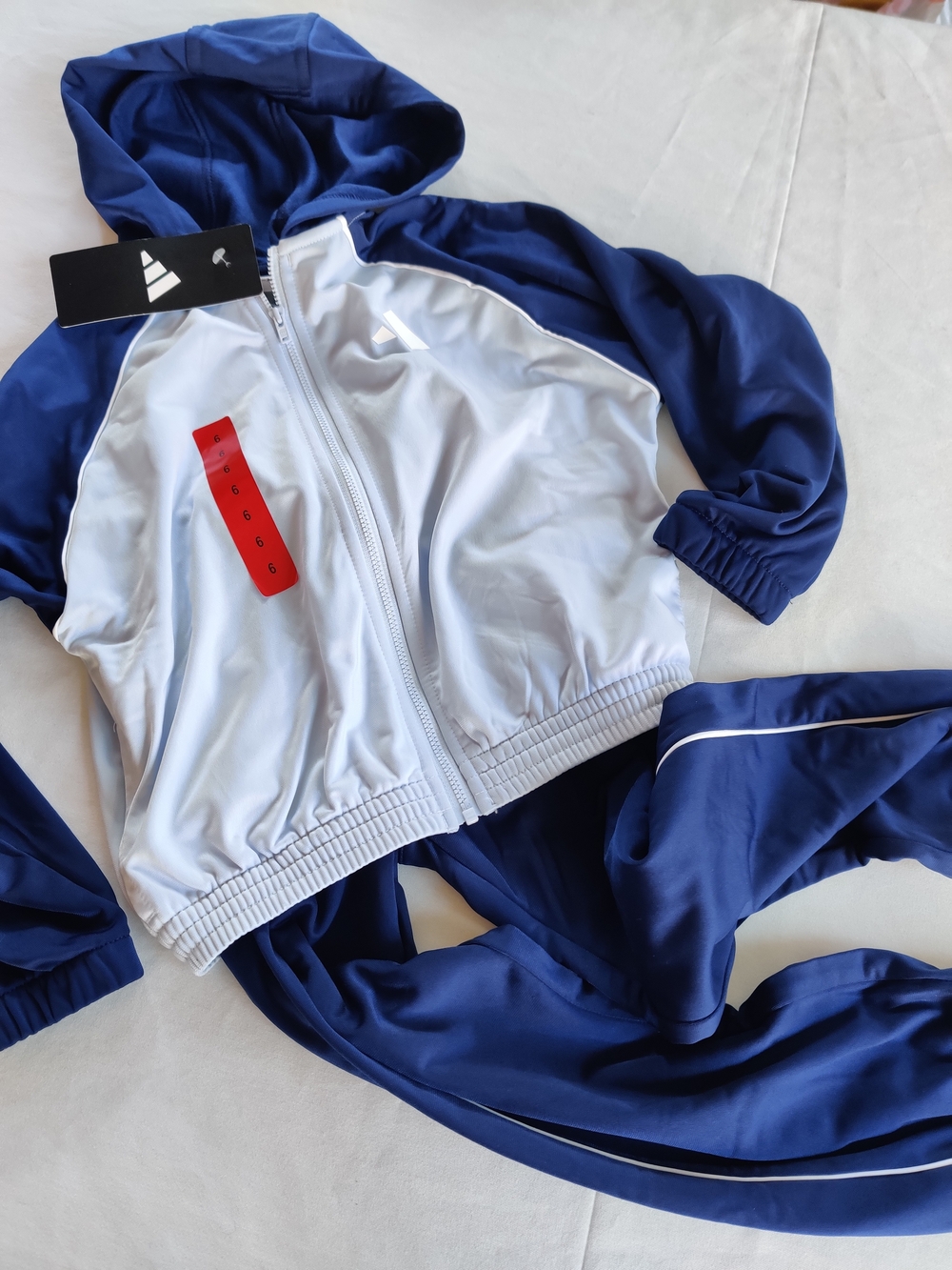 Adidas Kids Blue & Light Gray Hooded Track Jacket - Brand